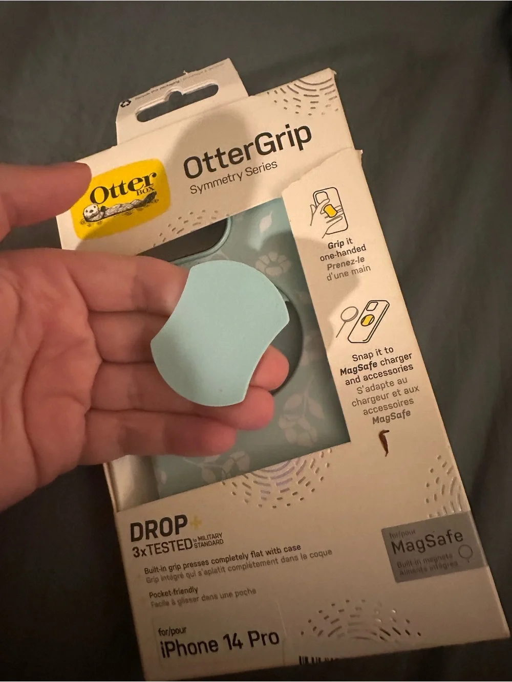 iPhone 14 Pro OtterBox OtterGrip Symmetry Case - Mint Floral